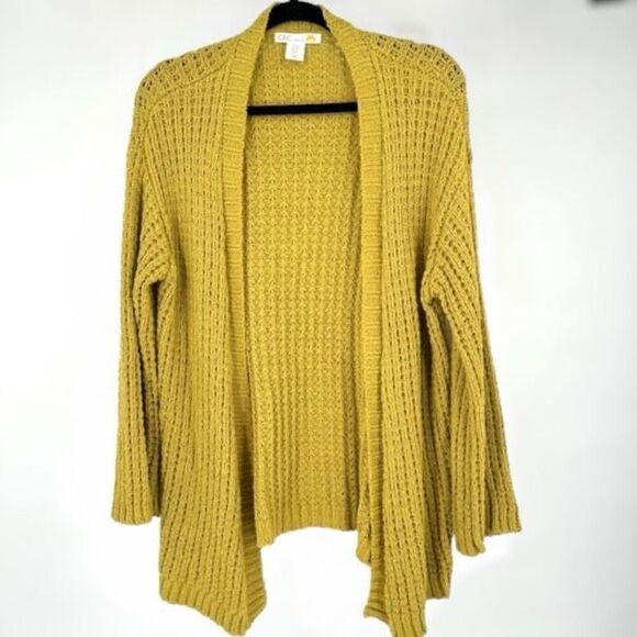 C&C California Women's Knit Open Front Cardigan Sweater Mustard Yellow Size XS - Picture 1 of 10